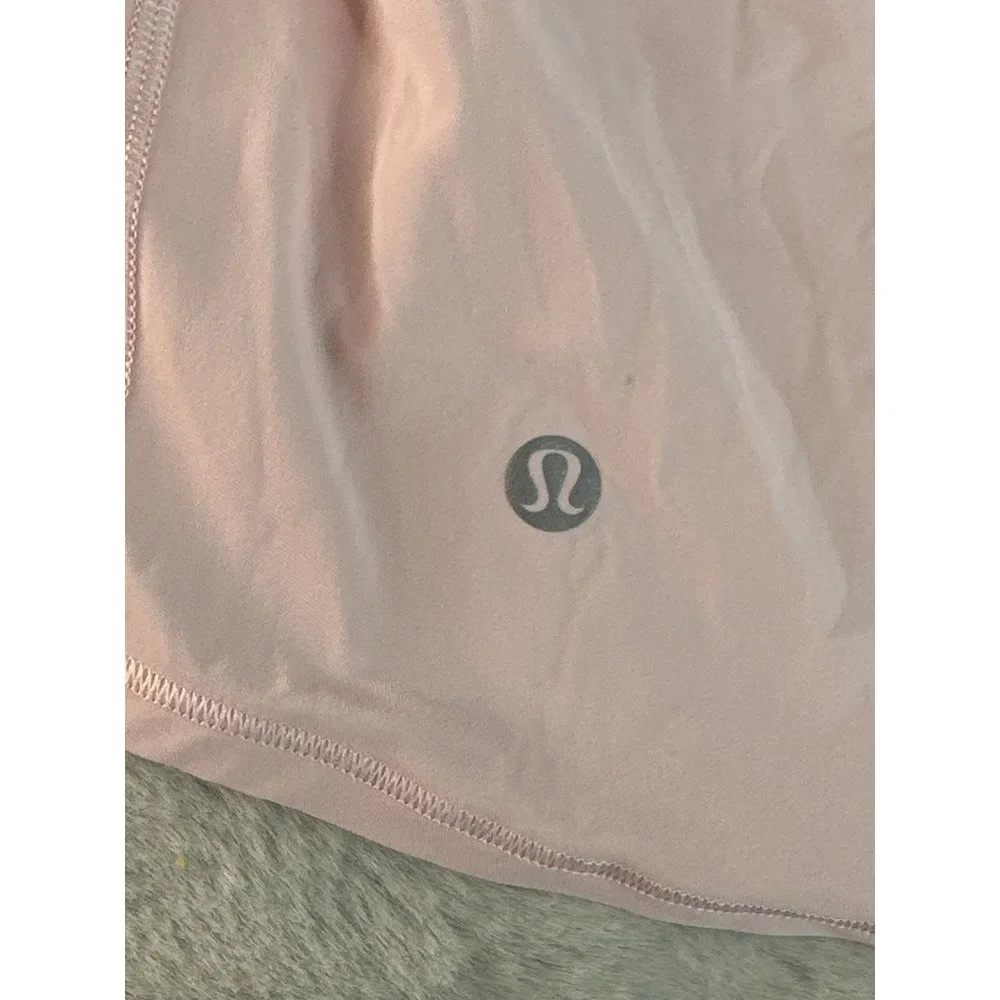 Lululemon Shirt Womens 4 For the Run Short Sleeve Pink Mesh‎ V Back Petals
